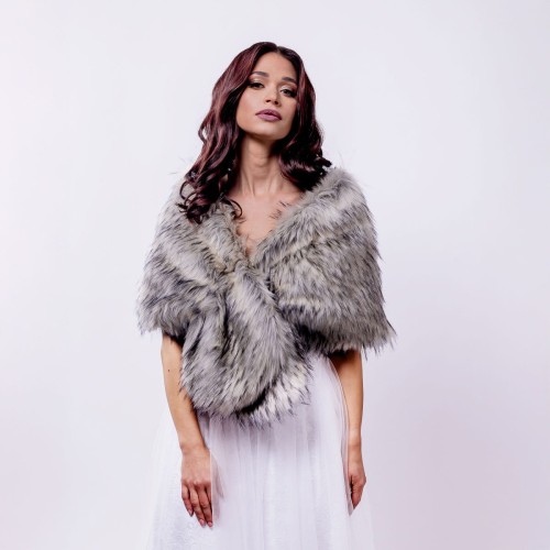 FUTRO BEŻOWO-SZARE BRIDAL STOLE