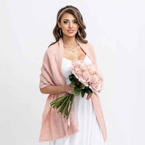 szal ślubny pudrowy róż