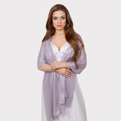 SZAL ŚLUBNY SZYFONOWY FIOLETOWY