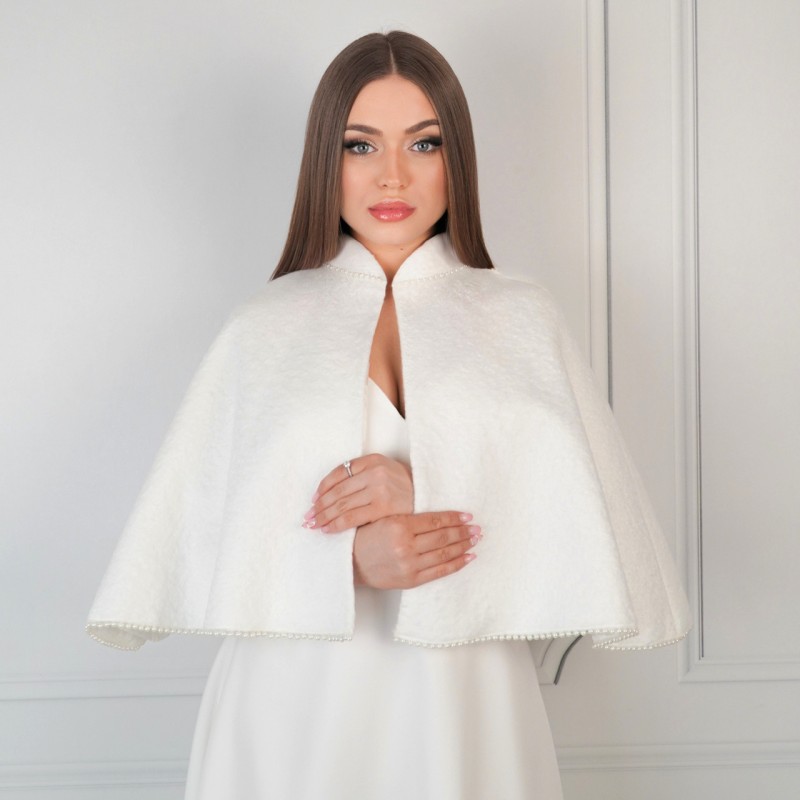 AURORA - Narzutka Ślubna Bolerko Okrycie Peleryna Ślubna ECRU BRIDAL STOLE