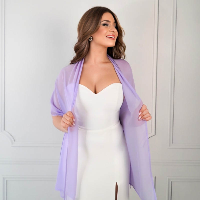 CHLOE – Purple chiffon shawl elegant cover-up for a wedding dress and wedding outfit