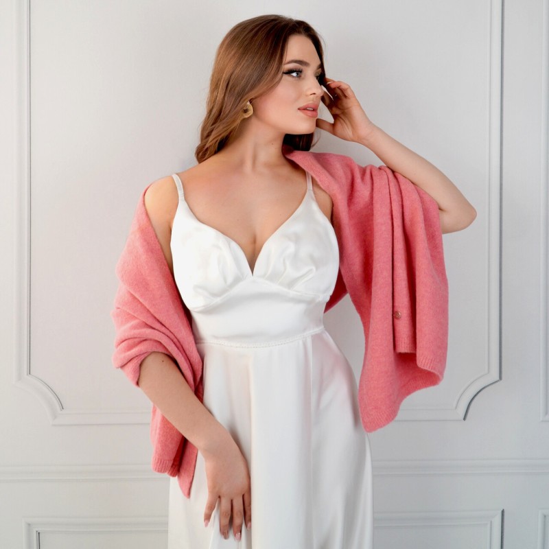Dream - szal ślubny okrycie narzutka różowy BRIDAL STOLE