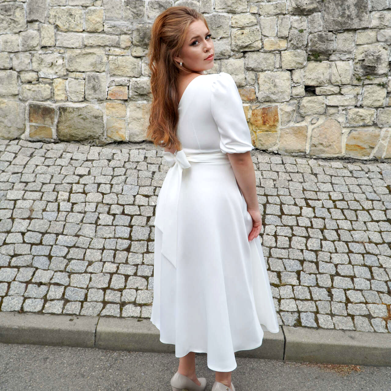 Suknia satynowa bordowa bridalstole