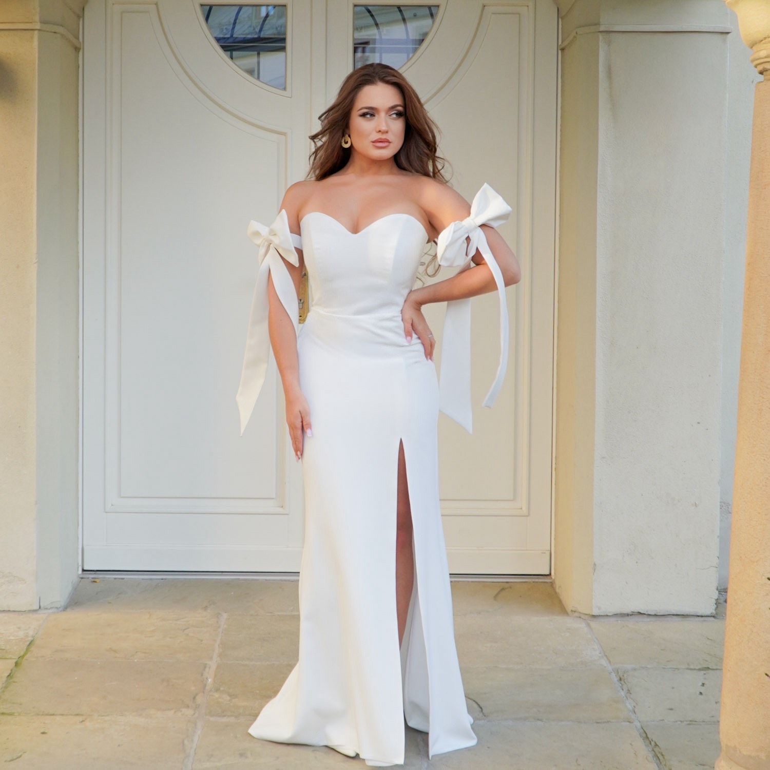 Suknia satynowa bridalstole pudrowy róż